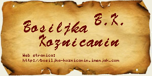 Bosiljka Kozničanin vizit kartica